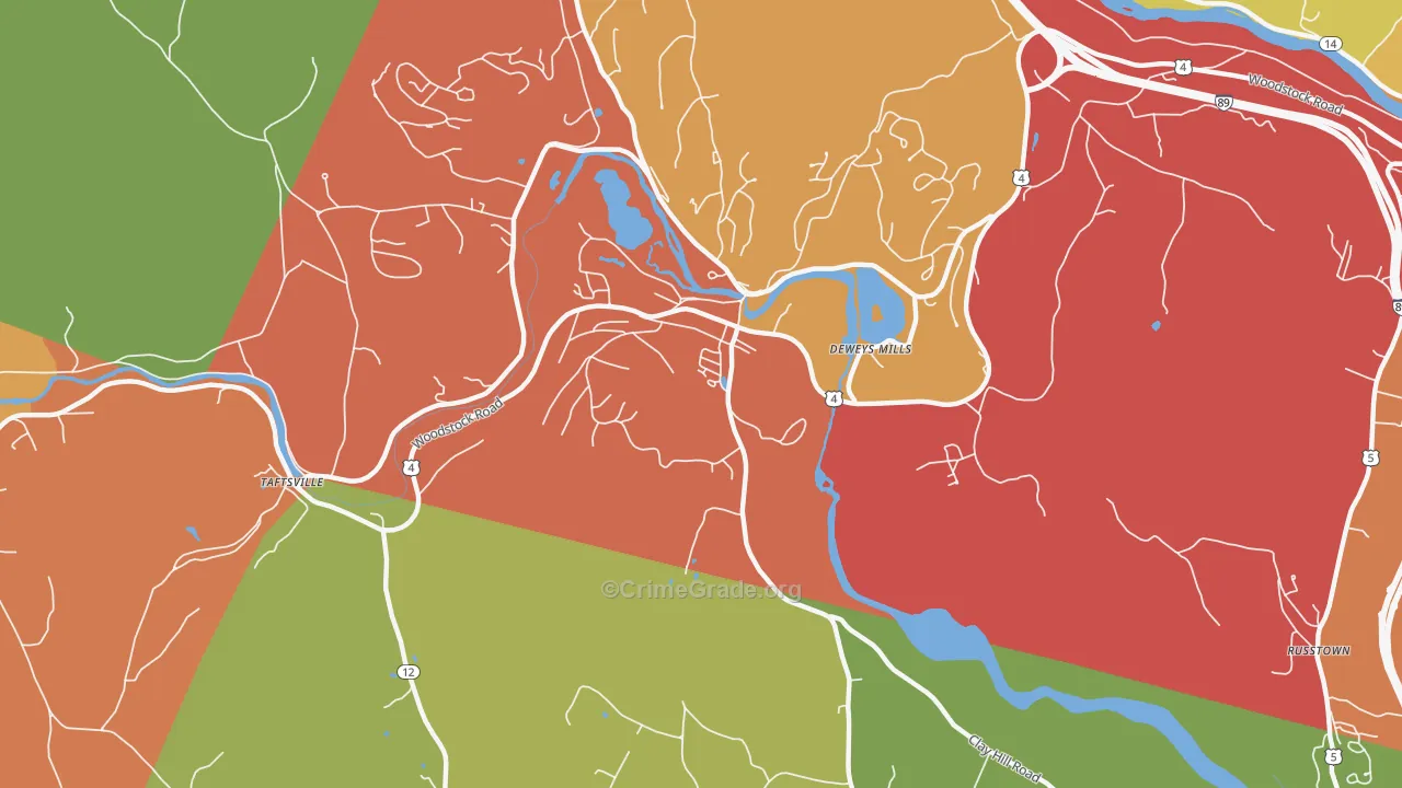 Quechee, VT Map of Burglary Rates