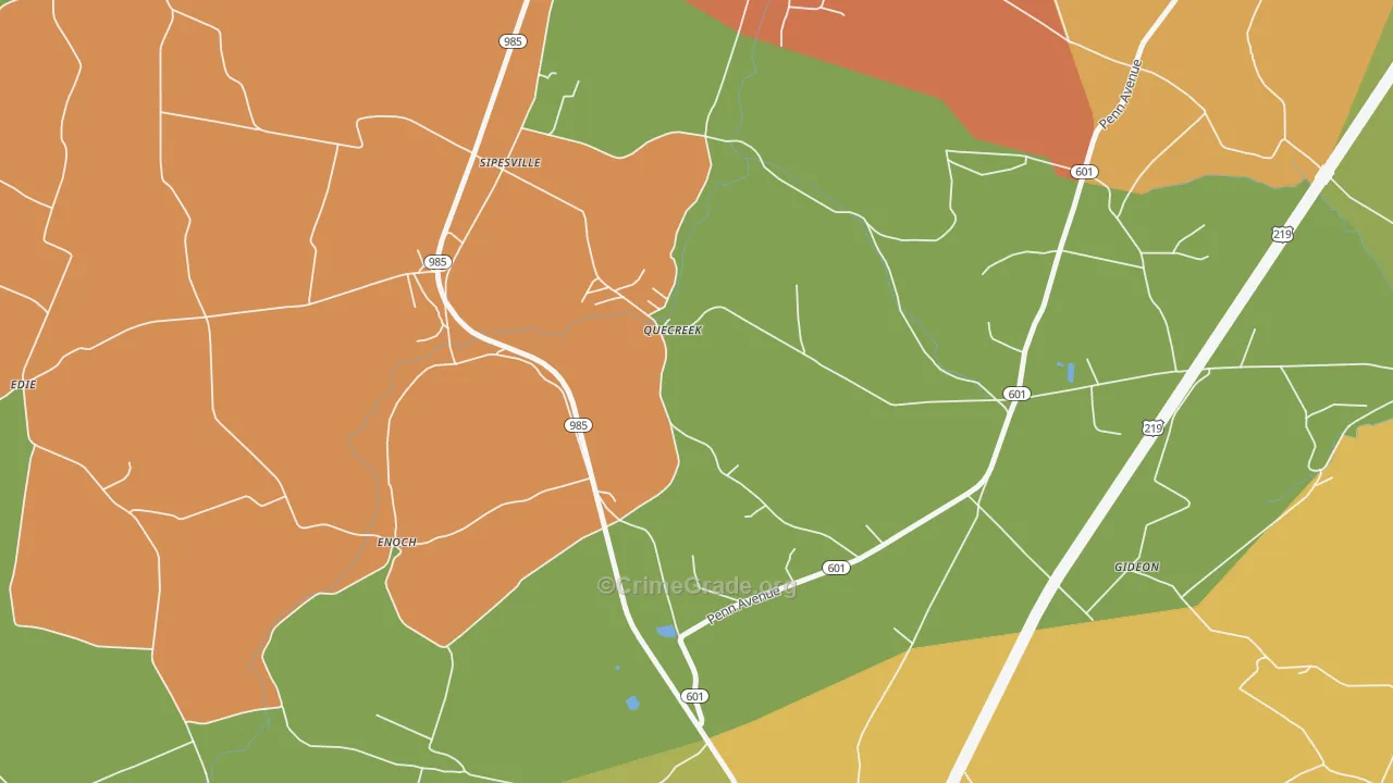 Quecreek, PA Map of Burglary Rates