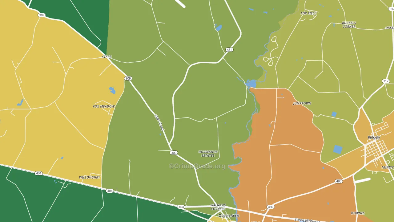 Queen Anne, MD Map of Burglary Rates