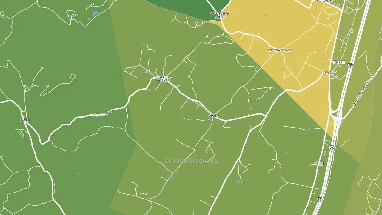 Queen, PA Map of Burglary Rates