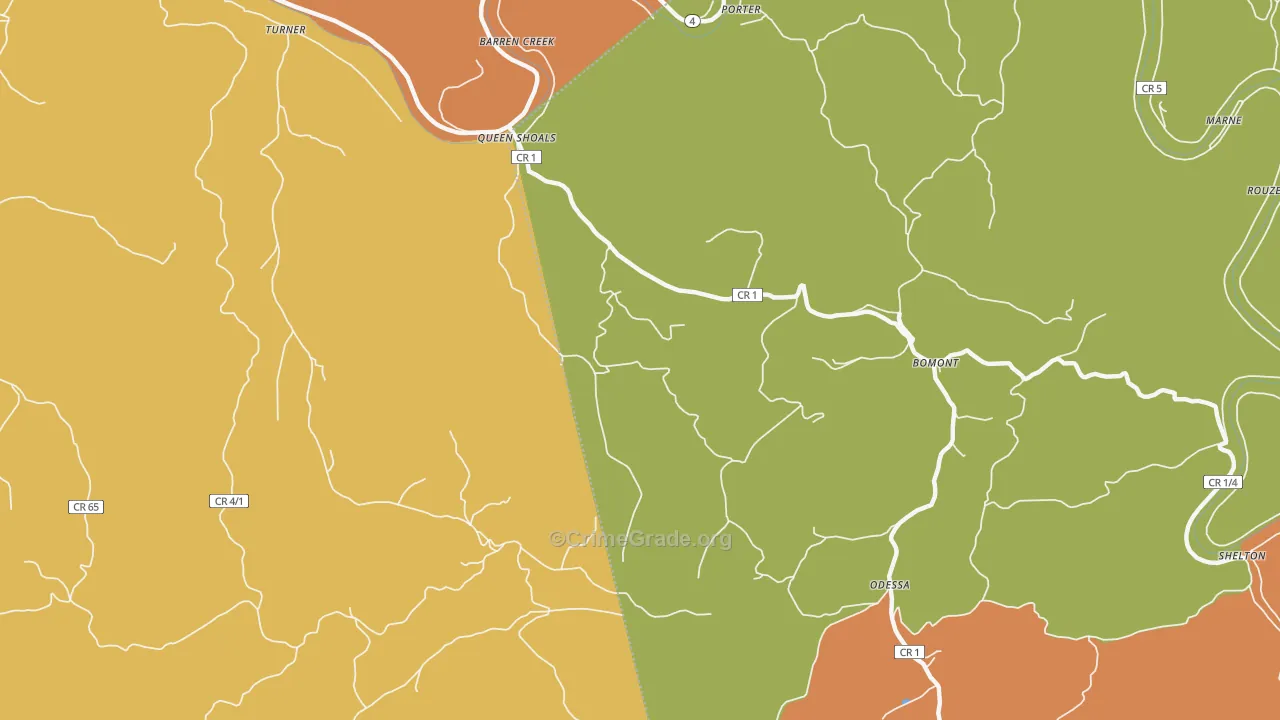 Queen Shoals, WV Map of Burglary Rates