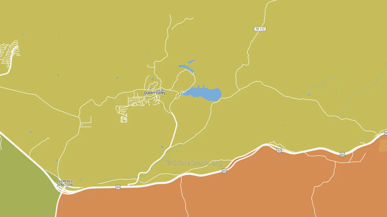 Queen Valley, AZ Map of Burglary Rates