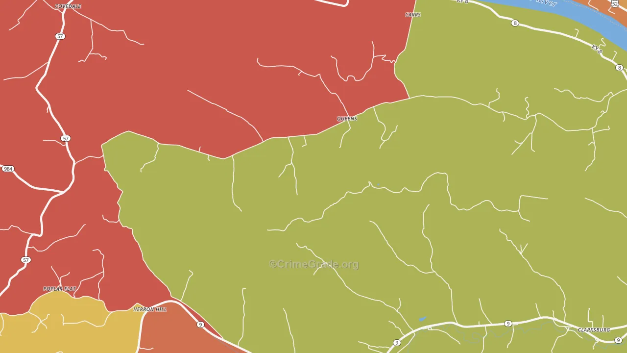 Queens, KY Map of Burglary Rates