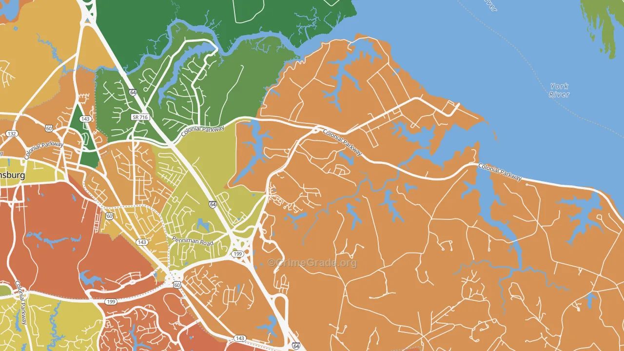 Queens Lake, VA Map of Burglary Rates