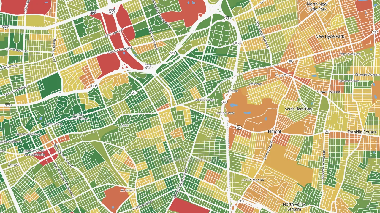 Queens Village, Queens, NY Map of Burglary Rates