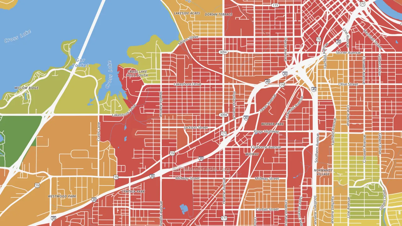 Queensborough, Shreveport, LA Map of Burglary Rates
