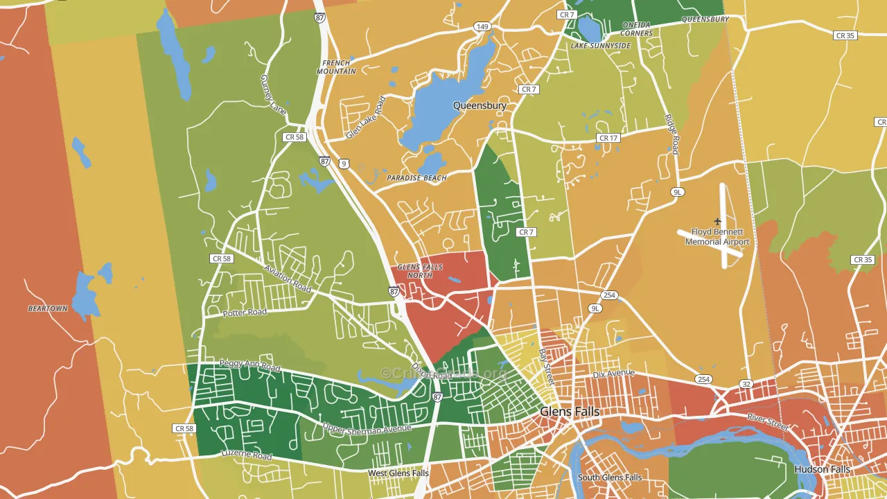 Queensbury, NY Map of Burglary Rates