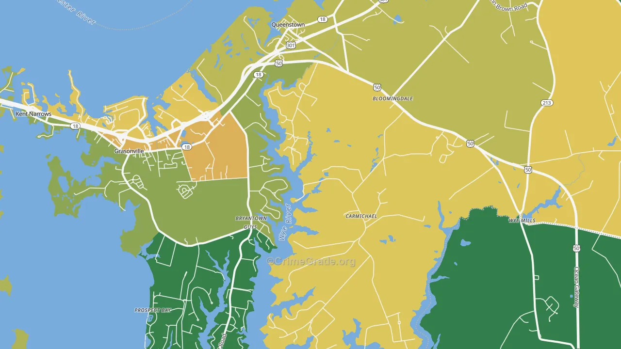 Queenstown, MD Map of Burglary Rates