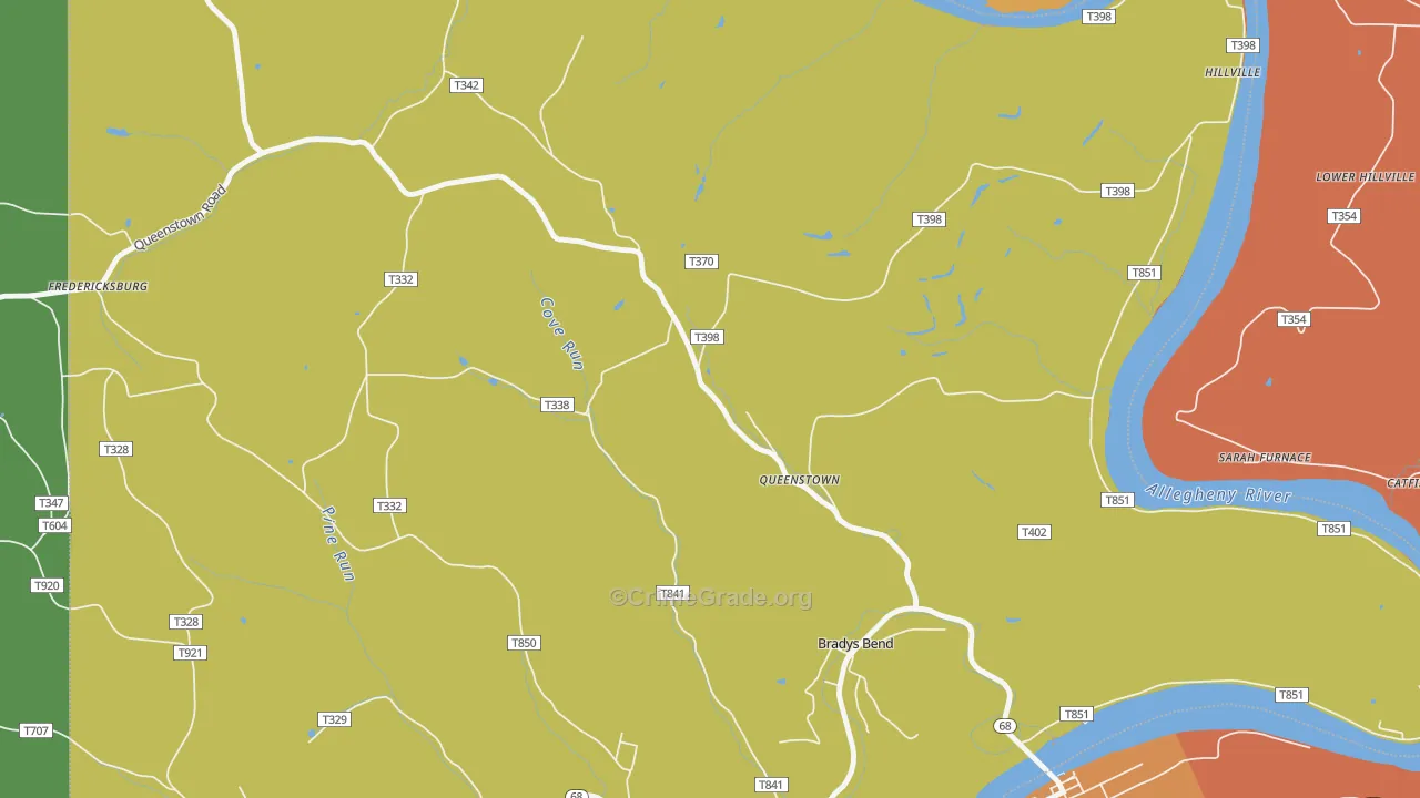 Queenstown, PA Map of Burglary Rates