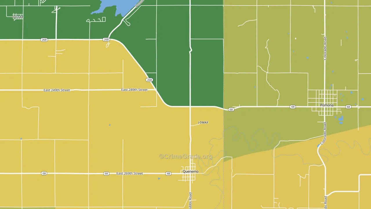 Quenemo, KS Map of Burglary Rates