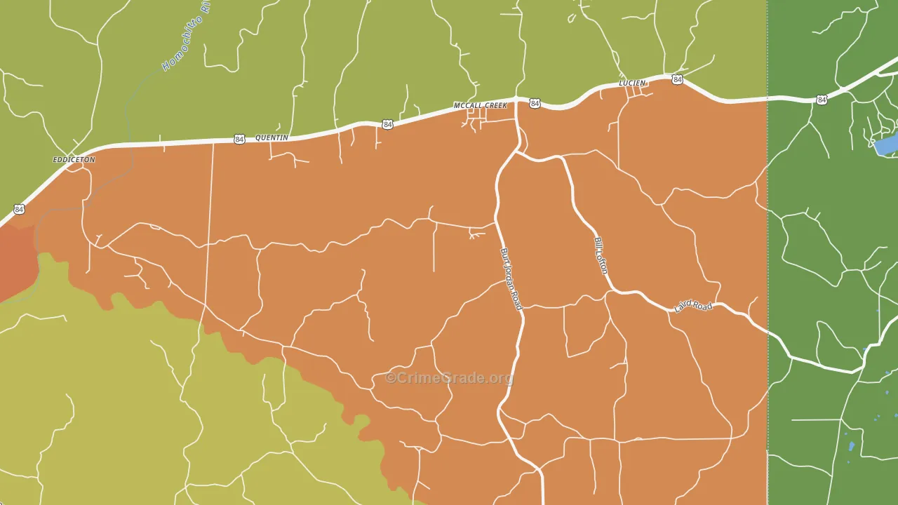 Quentin, MS Map of Burglary Rates