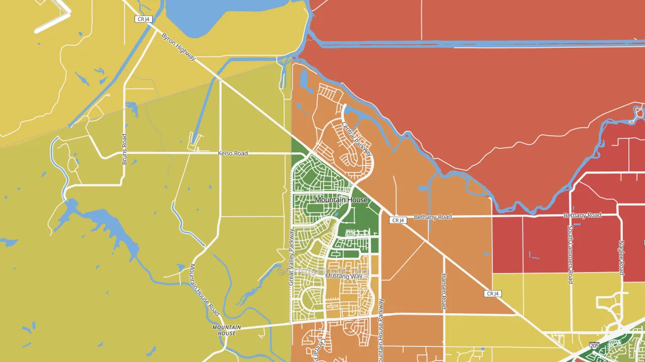 Questa, Mountain House, CA Map of Burglary Rates