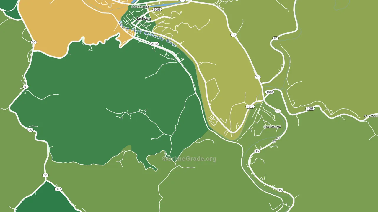 Quicksand, KY Map of Burglary Rates