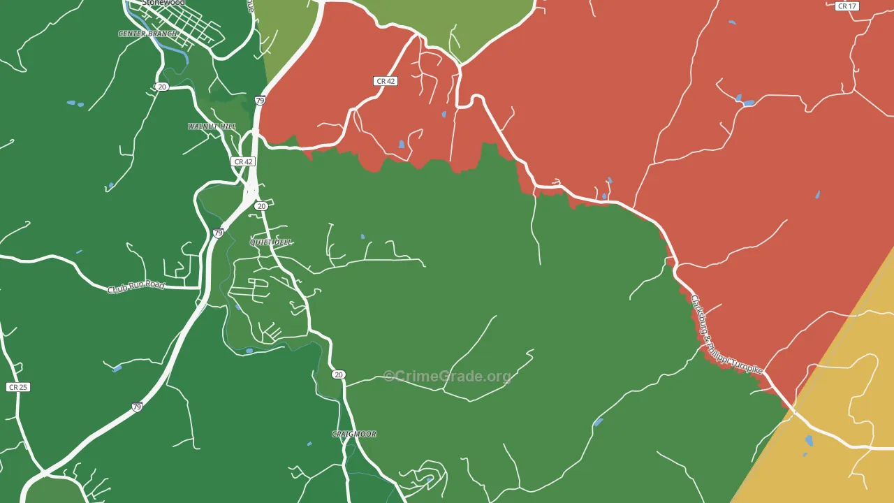 Quiet Dell, WV Map of Burglary Rates