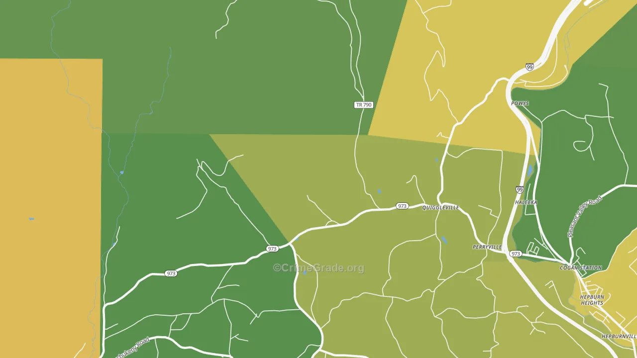 Quiggleville, PA Map of Burglary Rates