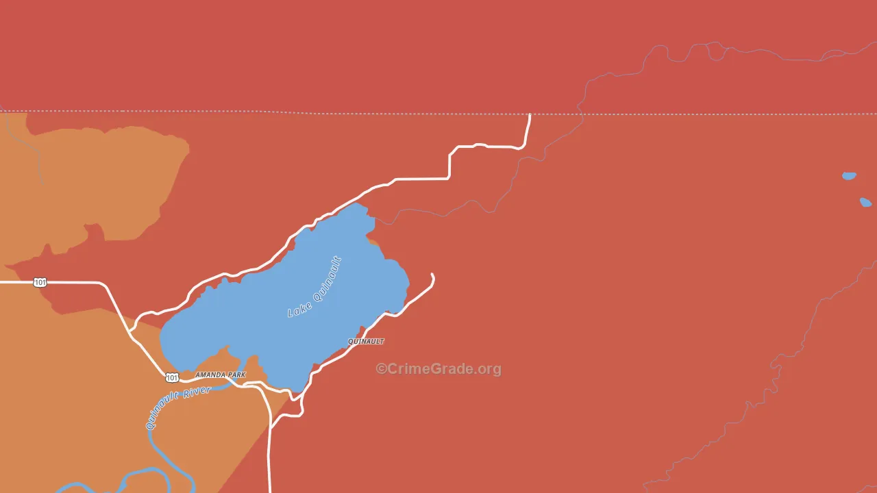 Quinault, WA Map of Burglary Rates