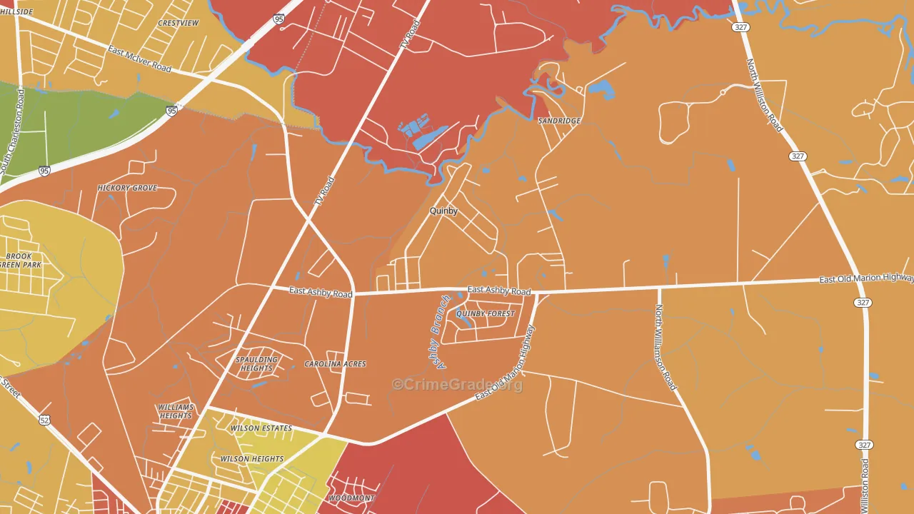 Quinby, SC Map of Burglary Rates