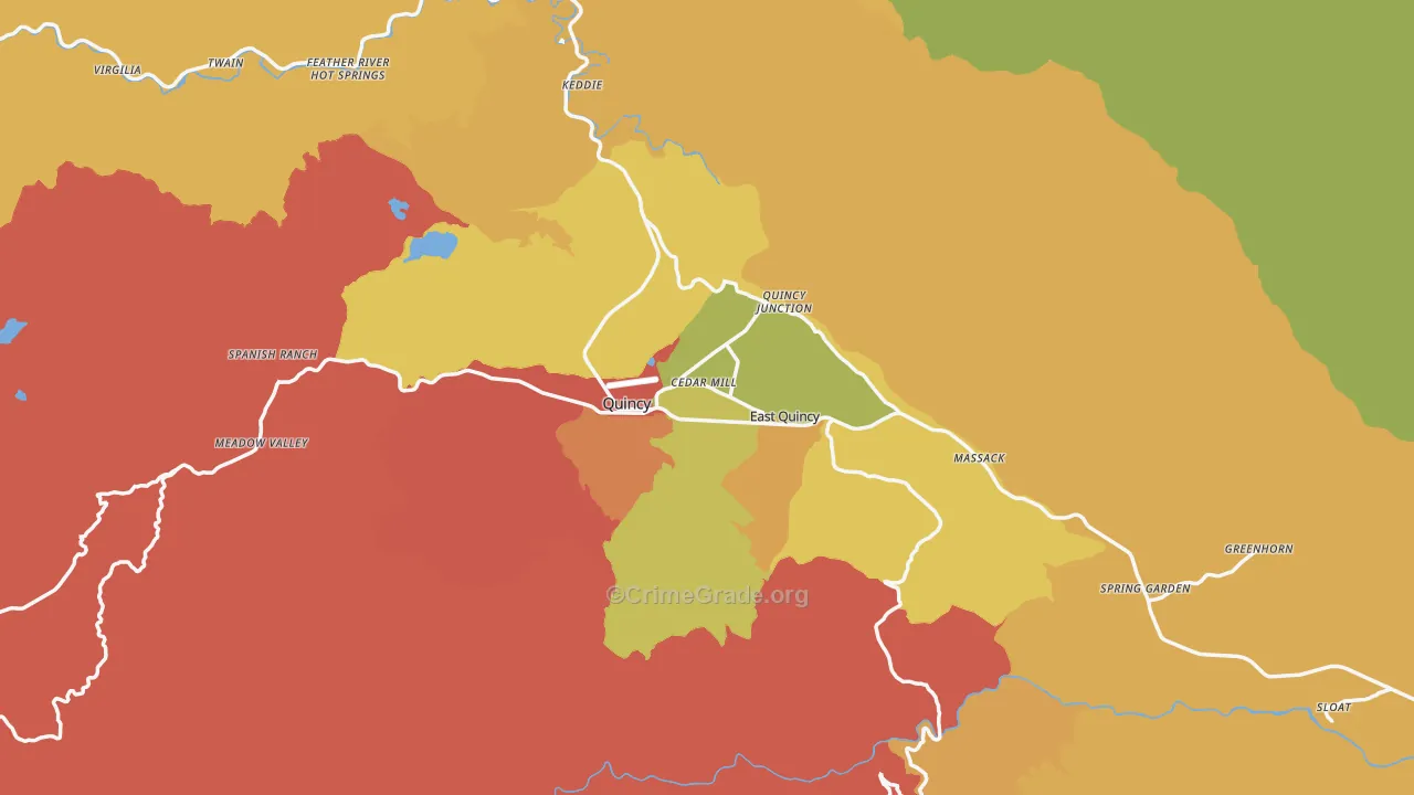 Quincy, CA Map of Burglary Rates