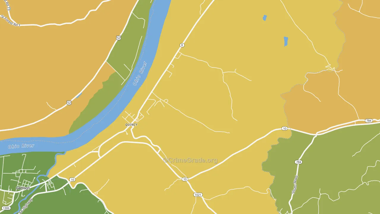 Quincy, KY Map of Burglary Rates