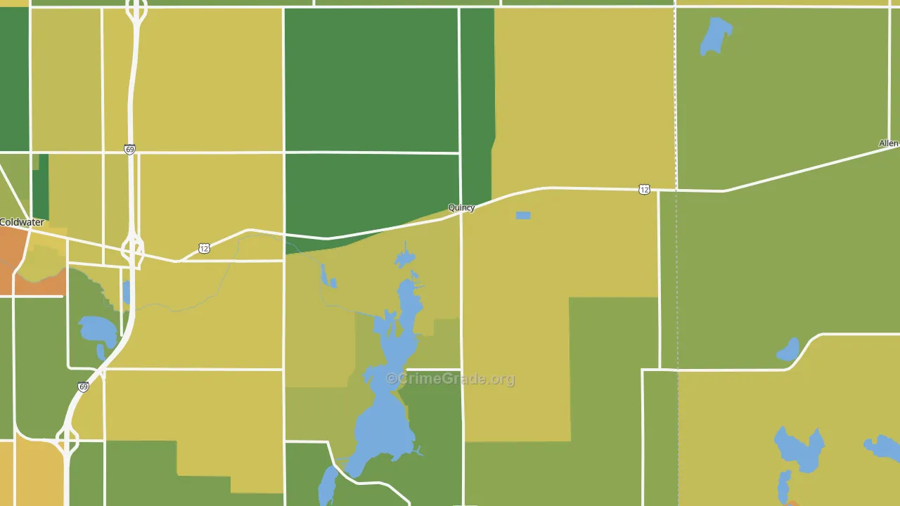Quincy, MI Map of Burglary Rates
