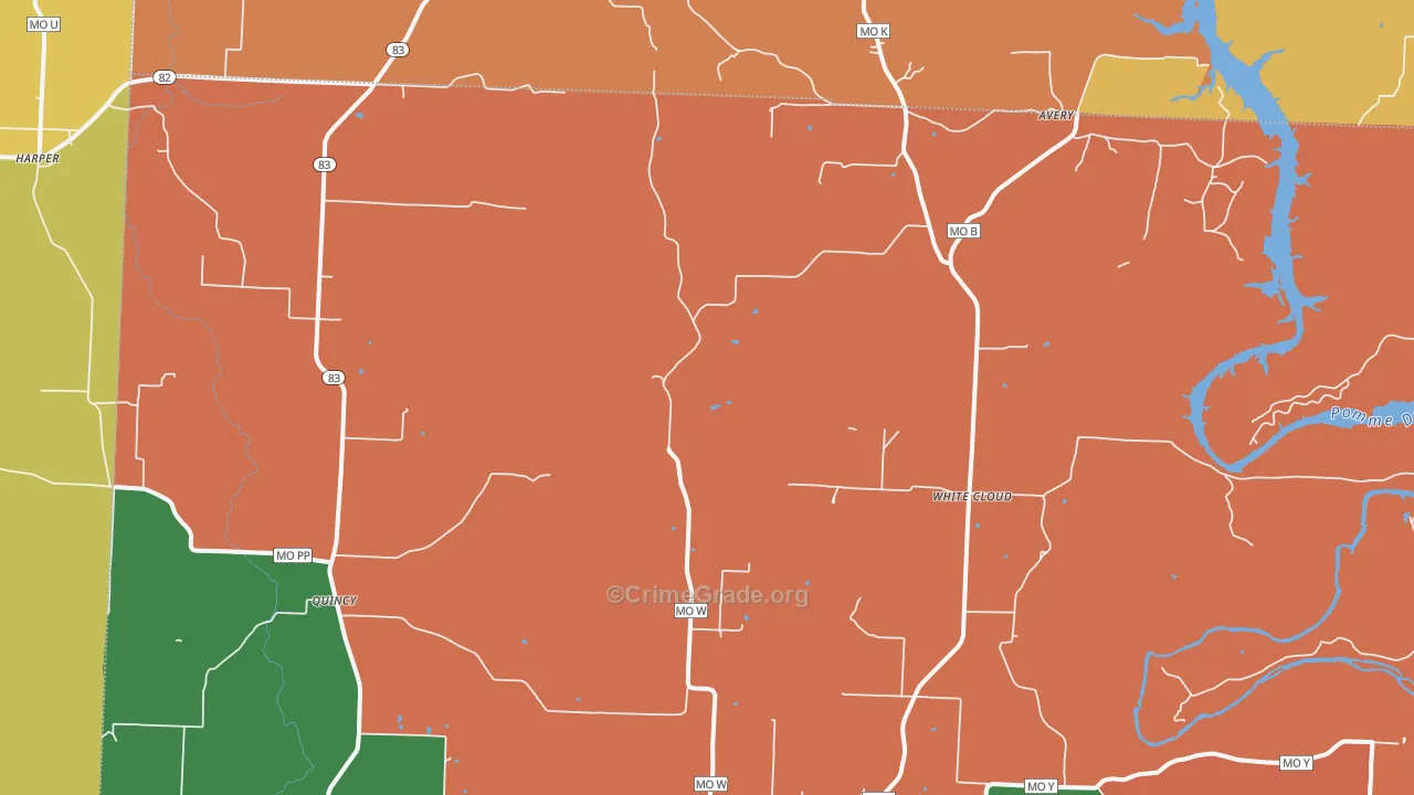 Quincy, MO Map of Burglary Rates