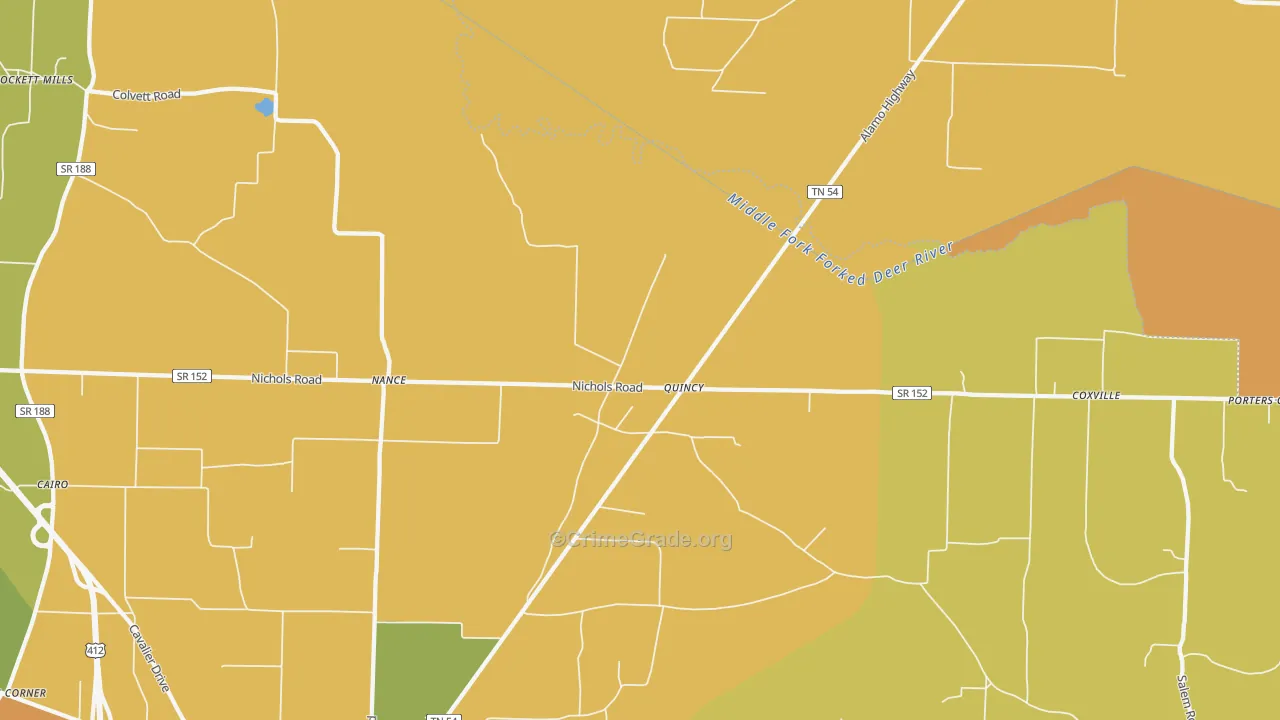 Quincy, TN Map of Burglary Rates