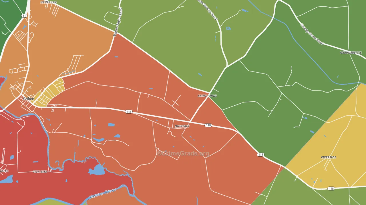 Quinerly, NC Map of Burglary Rates