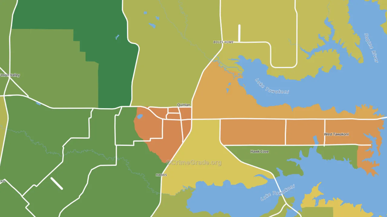 Quinlan, TX Map of Burglary Rates