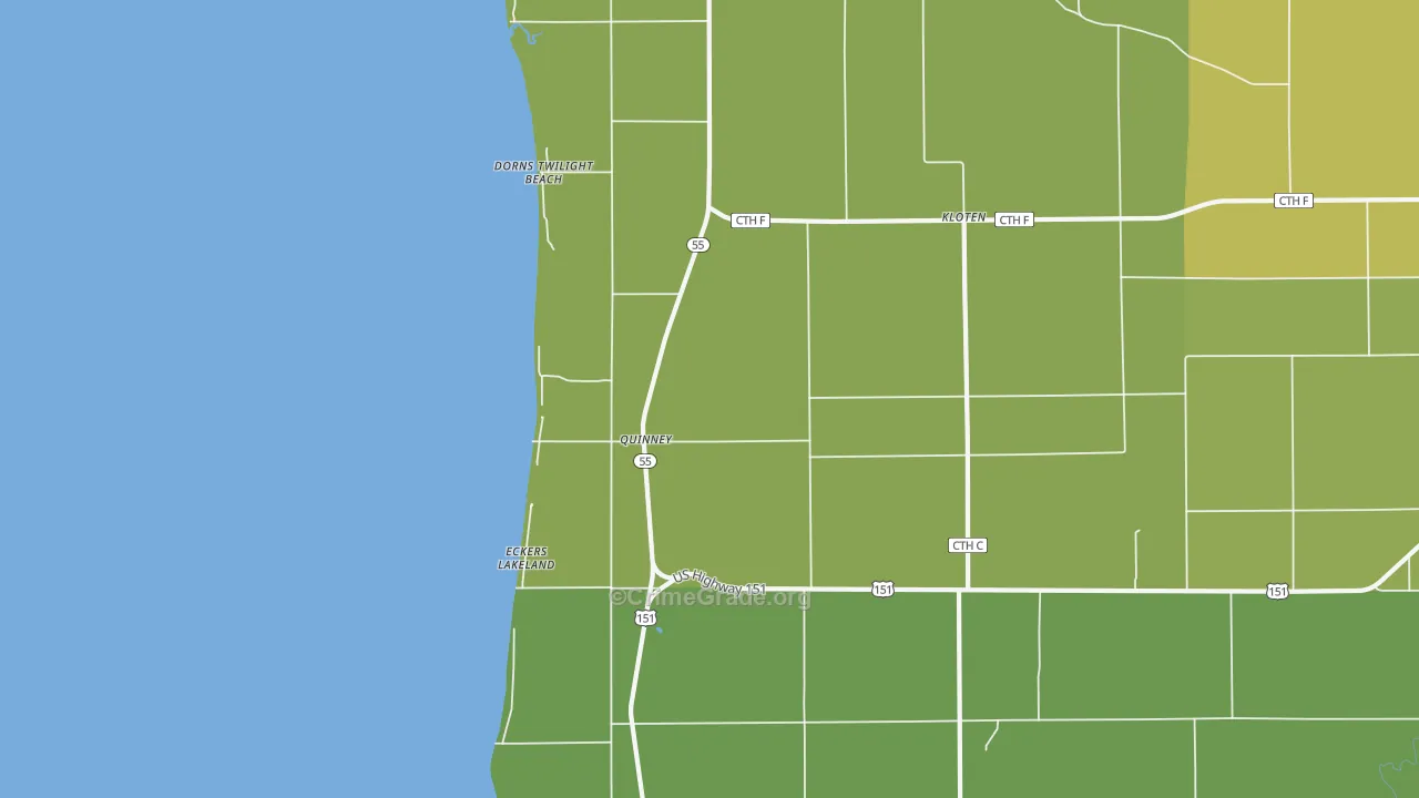 Quinney, WI Map of Burglary Rates