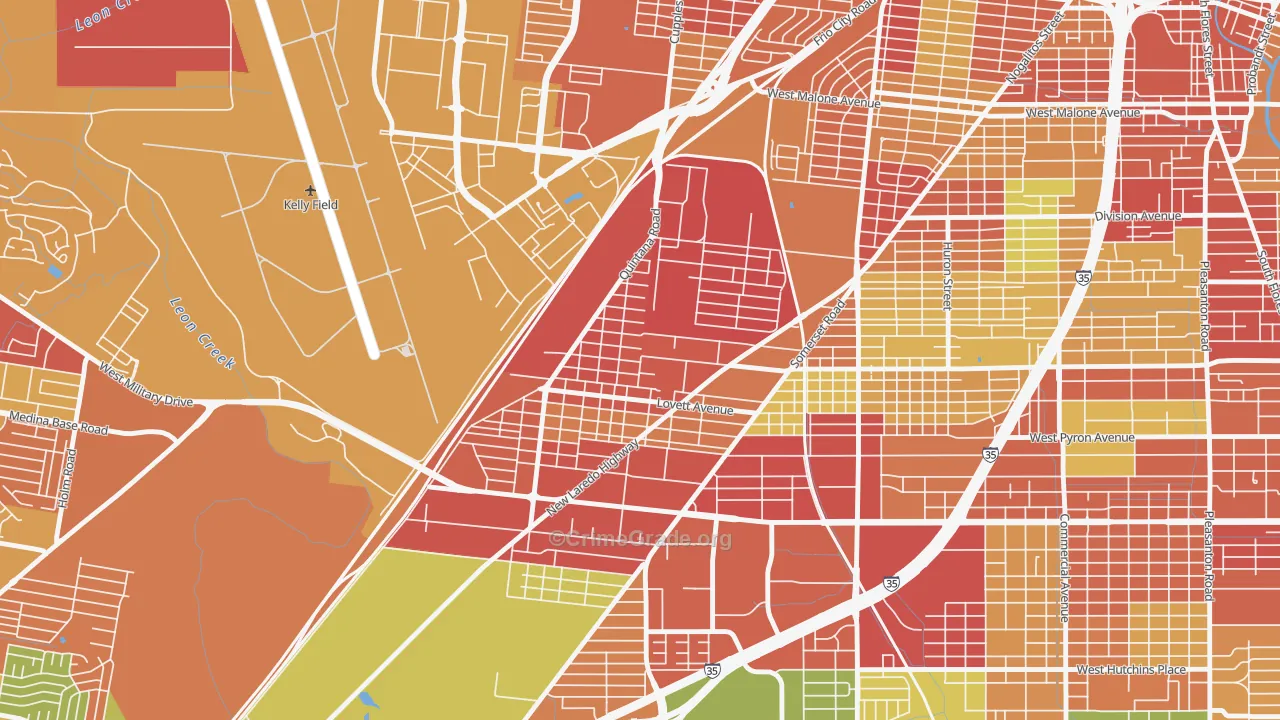 Quintana Community, San Antonio, TX Map of Burglary Rates
