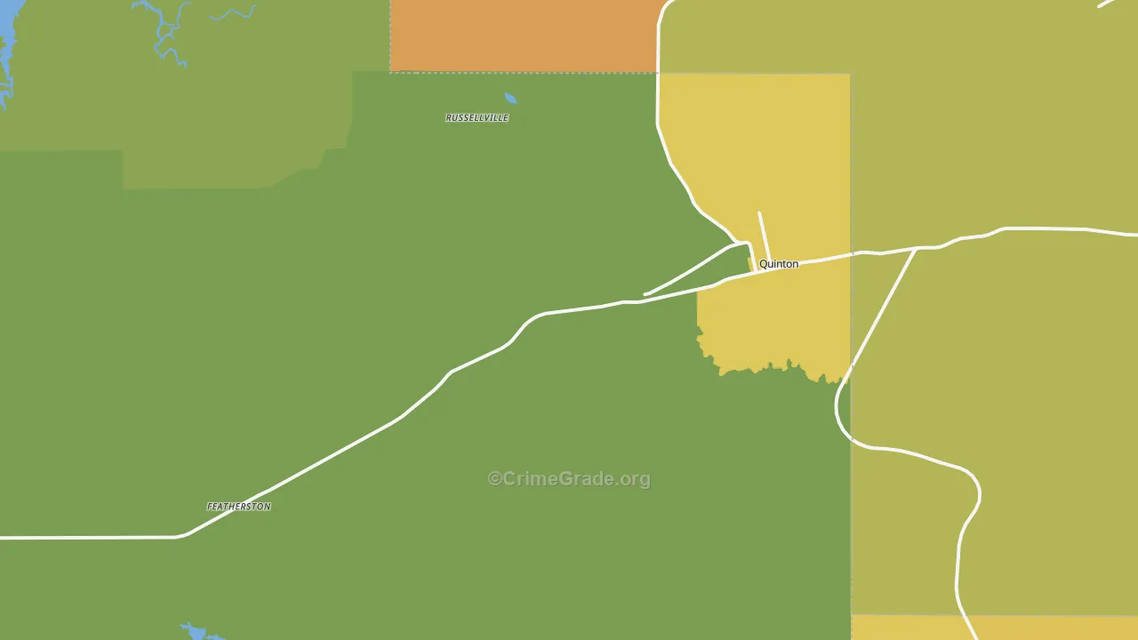 Quinton, OK Map of Burglary Rates