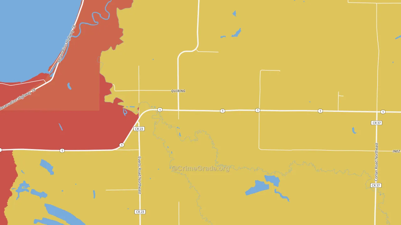 Quiring, MN Map of Burglary Rates