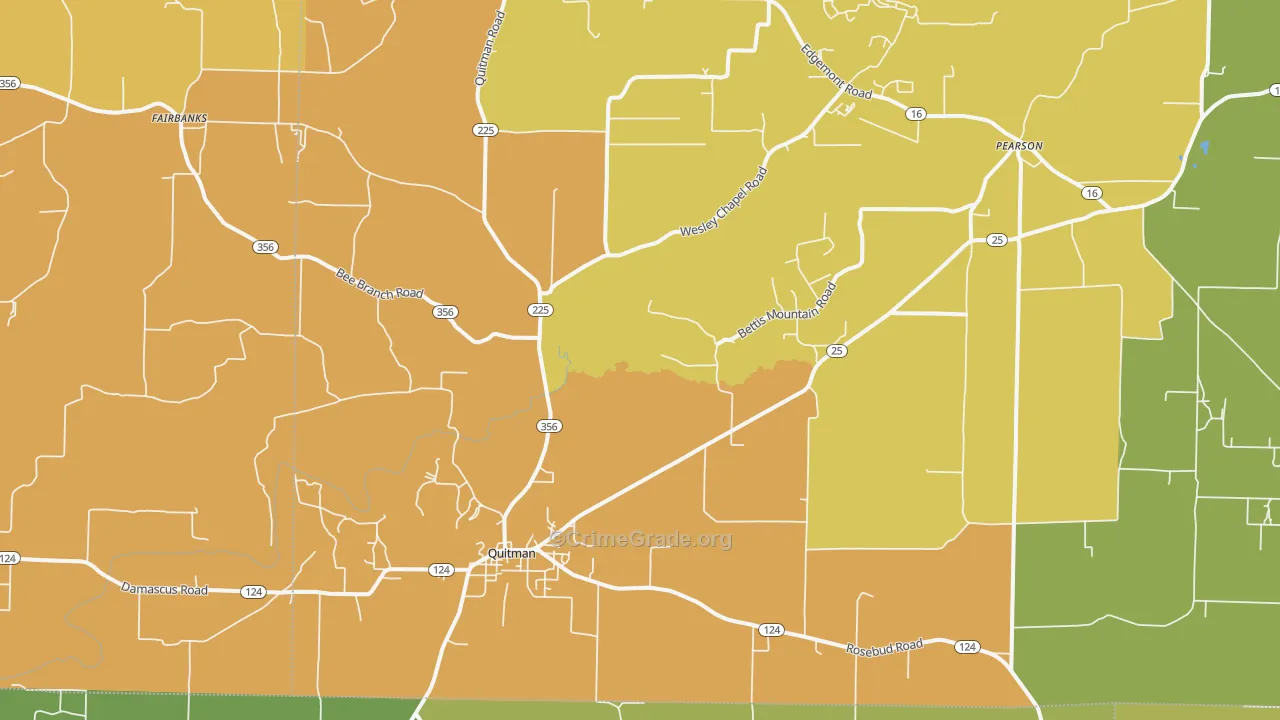 Quitman, AR Map of Burglary Rates