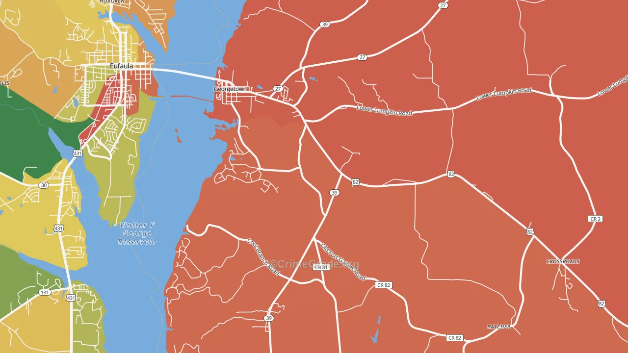 Quitman County, GA Map of Burglary Rates
