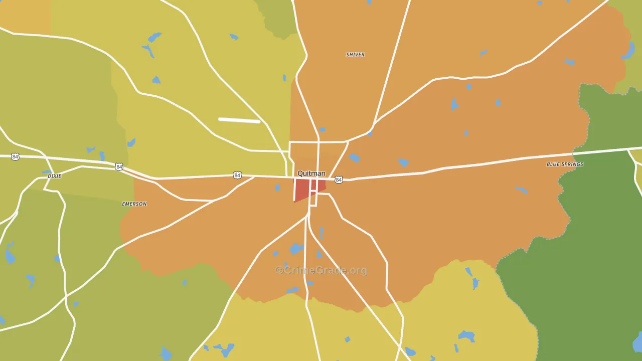 Quitman, GA Map of Burglary Rates
