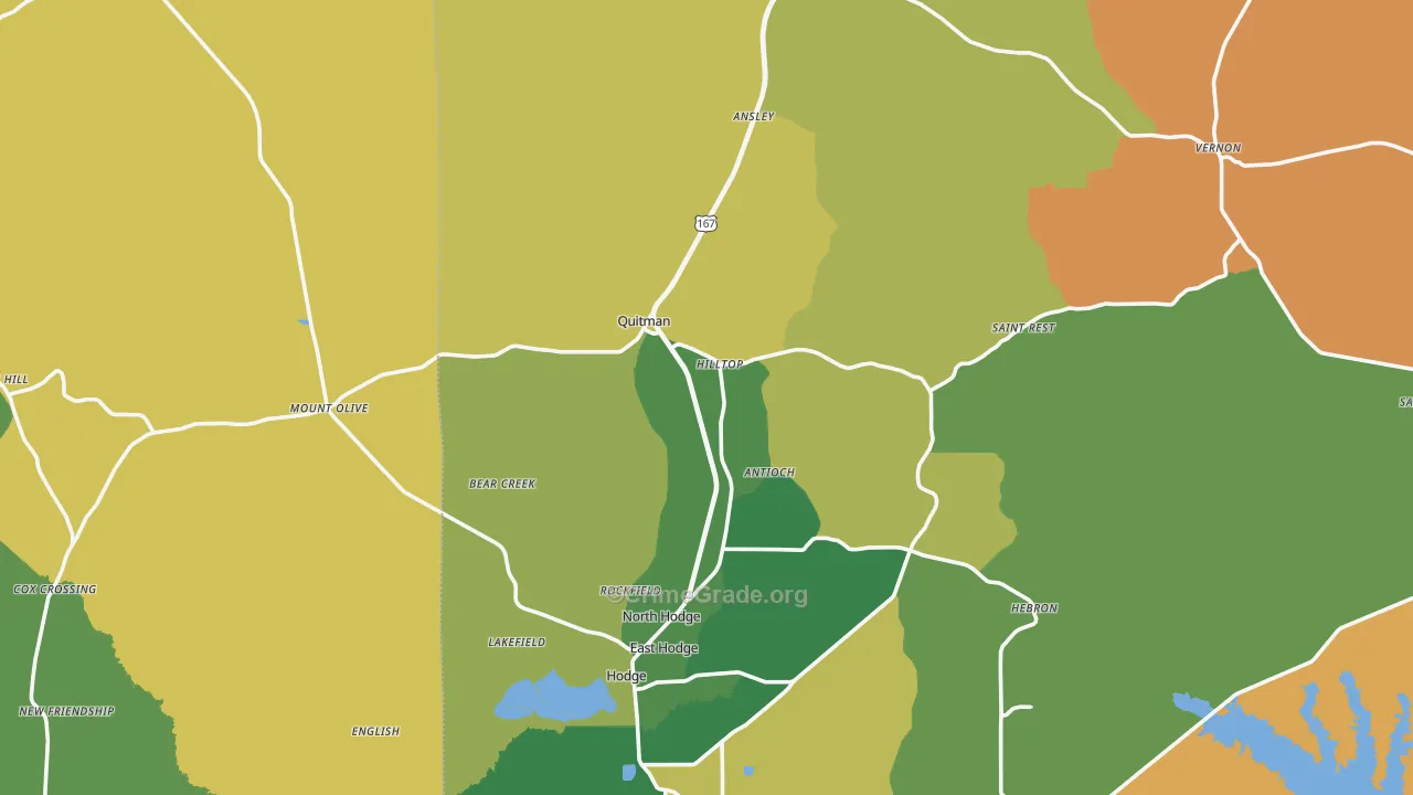 Quitman, LA Map of Burglary Rates
