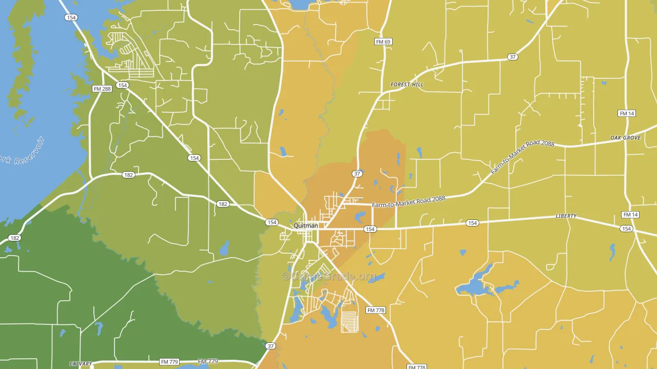 Quitman, TX Map of Burglary Rates