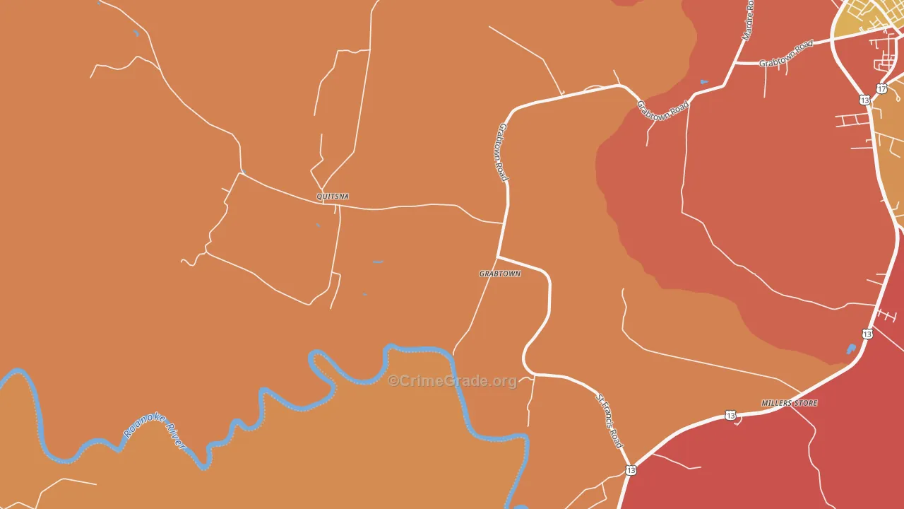 Quitsna, NC Map of Burglary Rates