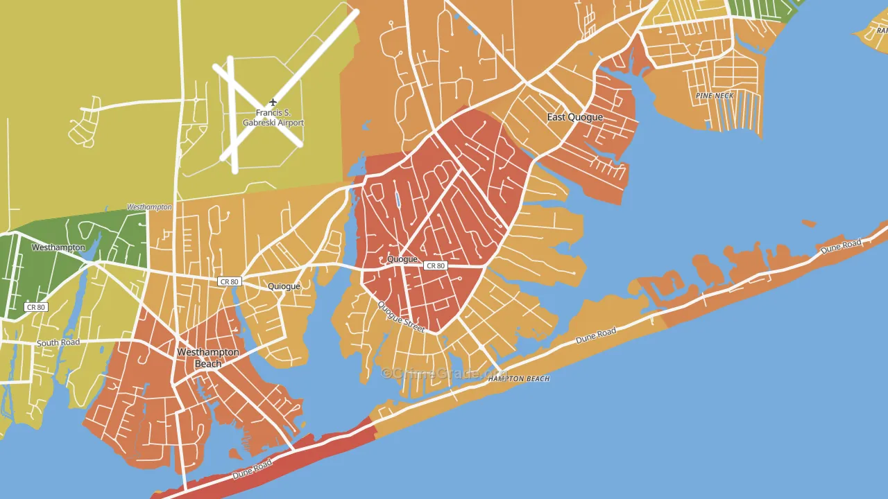 Quogue, NY Map of Burglary Rates