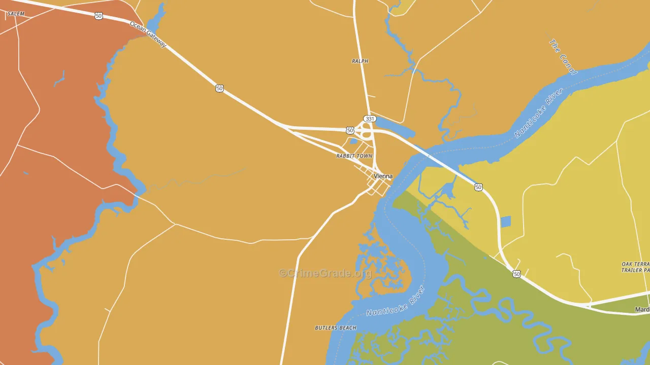 Rabbit Town, MD Map of Burglary Rates