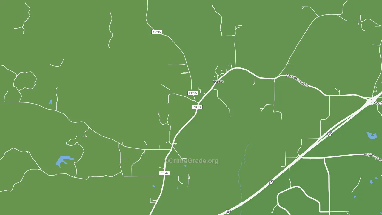 Rabun, AL Map of Burglary Rates