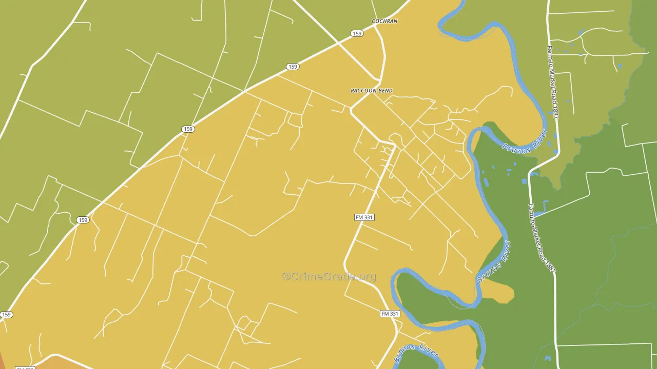 Raccoon Bend, TX Map of Burglary Rates