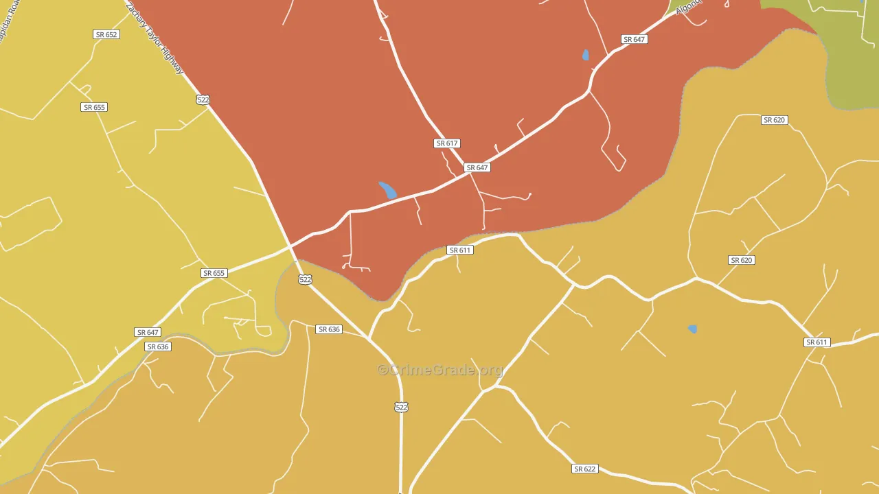 Raccoon Ford, VA Map of Burglary Rates