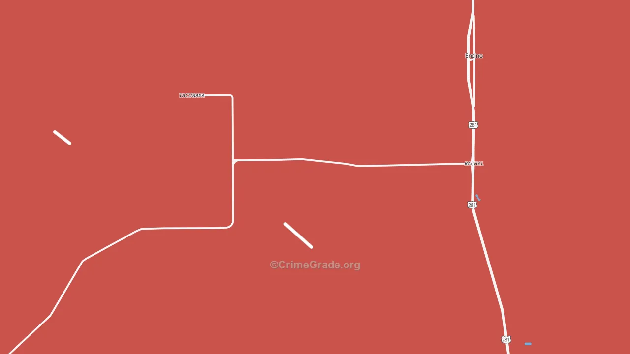 Rachal, TX Map of Burglary Rates