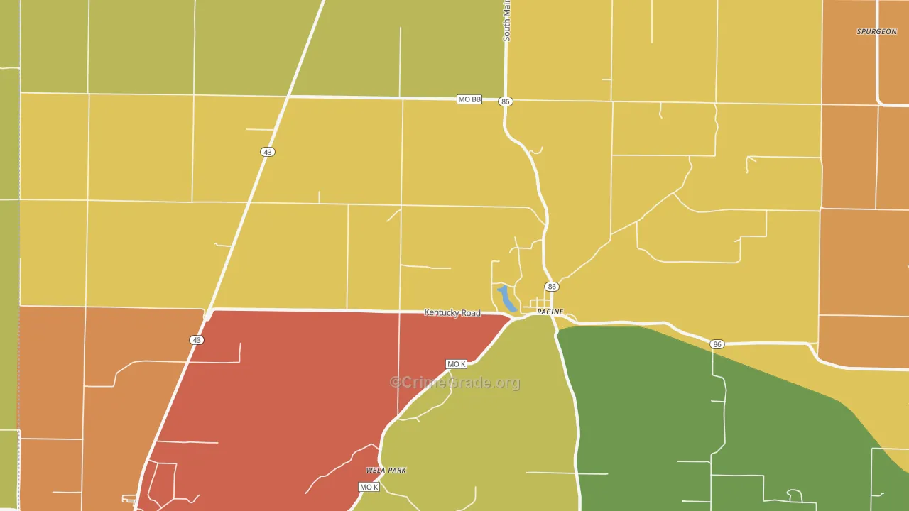 Racine, MO Map of Burglary Rates