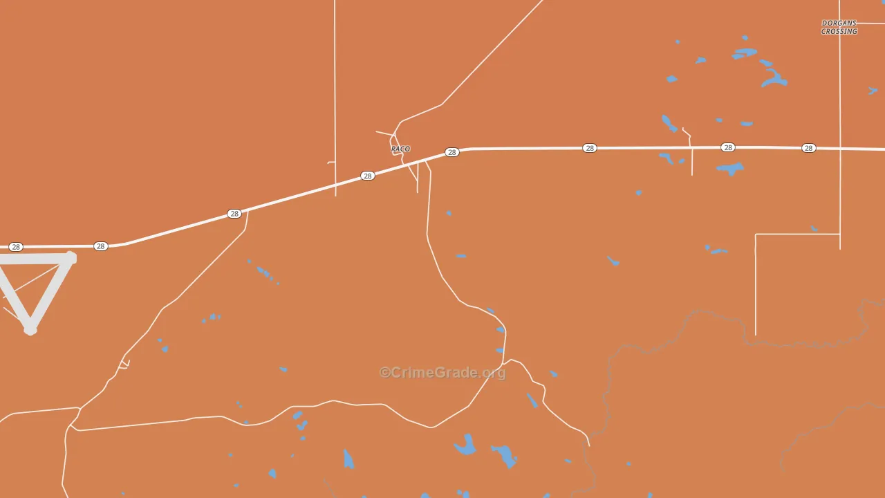 Raco, MI Map of Burglary Rates