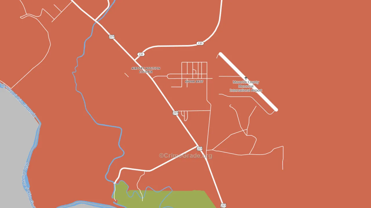 Radar Base, TX Map of Burglary Rates