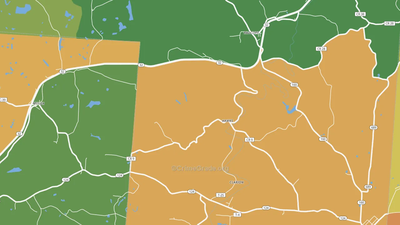 Radcliff, OH Map of Burglary Rates