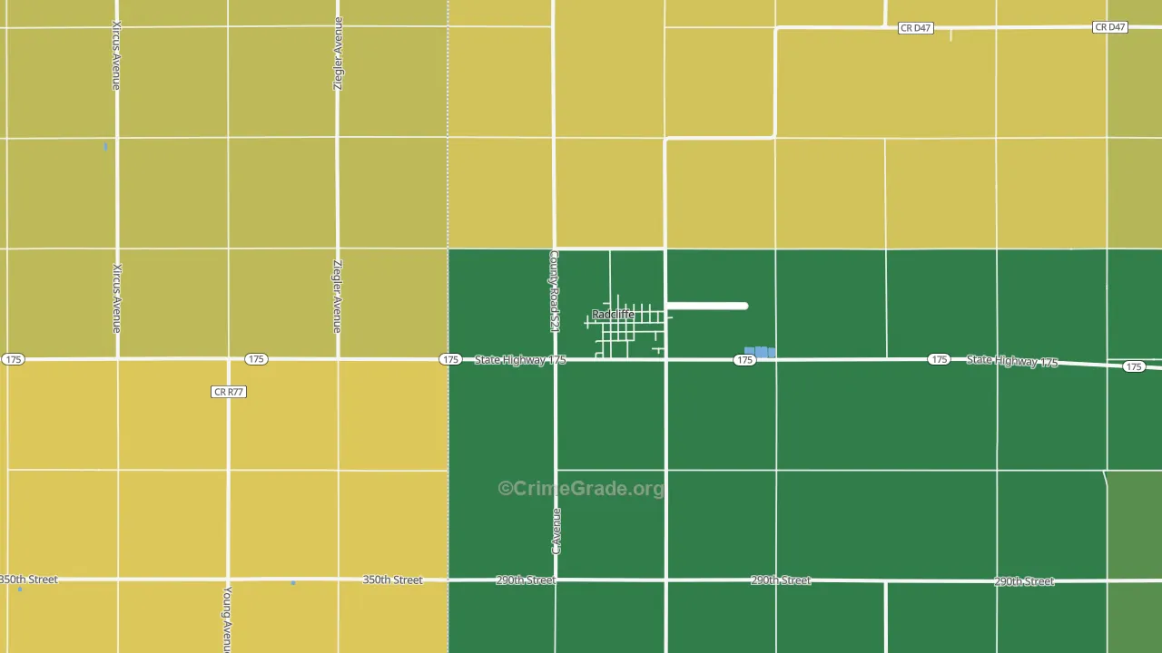 Radcliffe, IA Map of Burglary Rates