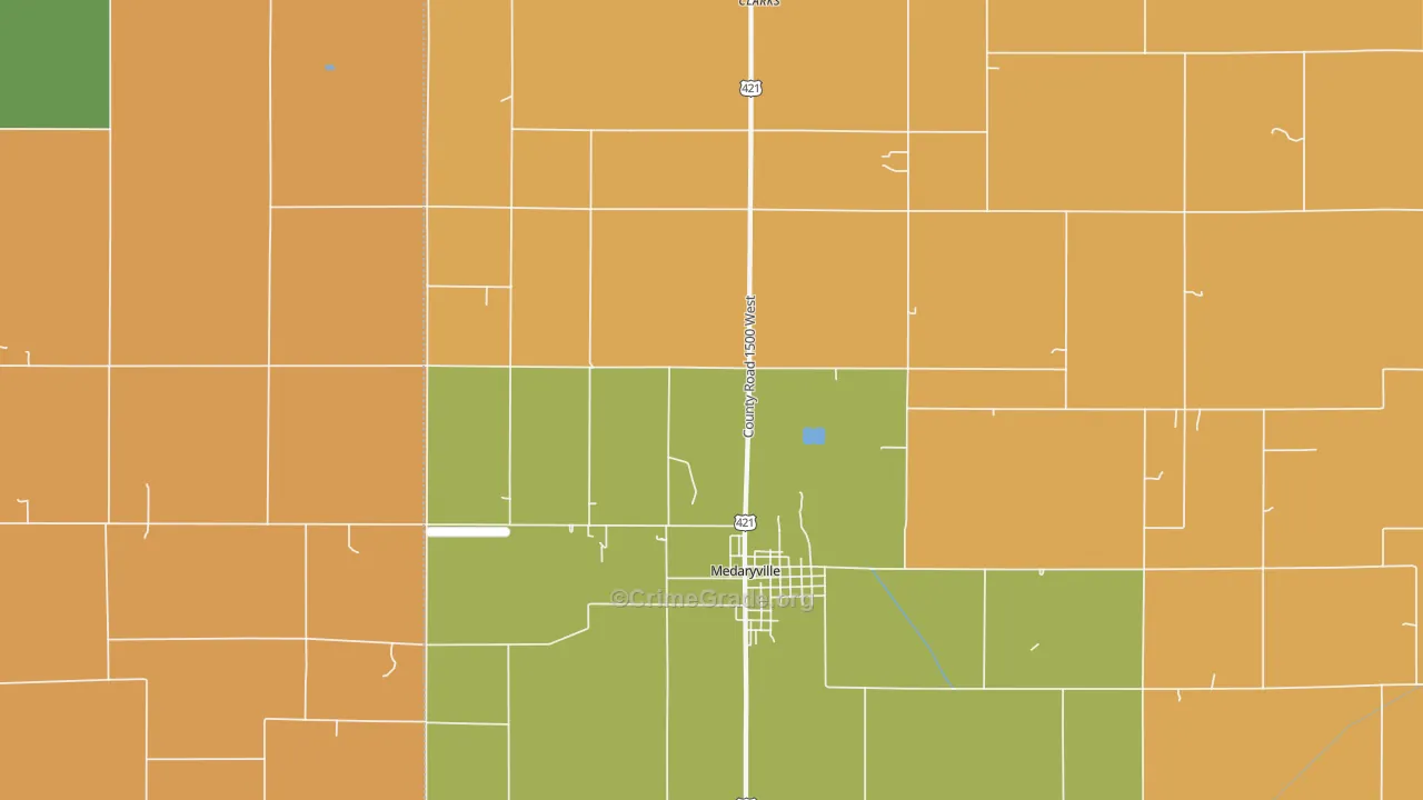 Radioville, IN Map of Burglary Rates